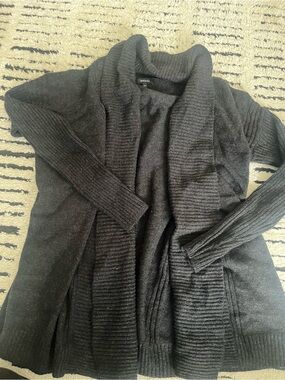 RW&CO. Open-Front Ribbed Shawl Collar Cardigan Sweater